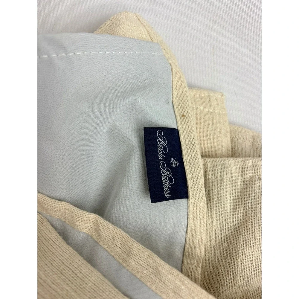 Brooks Brothers Beige Textured Cotton Lined Curtain Panels Back Tab Neutral 2pc
